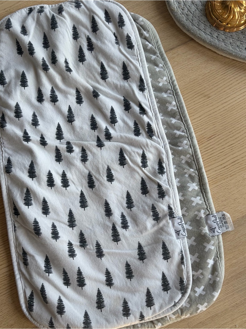Copper Pearl Burp Cloth Tree Forest Neutral Minimalist